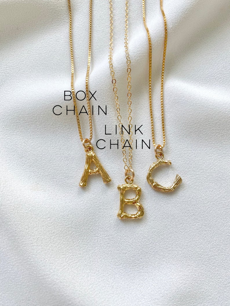 Gold Metal Hammered Metal Bamboo 26 Letters Alphabet A-z Minimalist Initial  Pendant Necklace Fashion Long Chain Neck Jewelry - Necklace - AliExpress